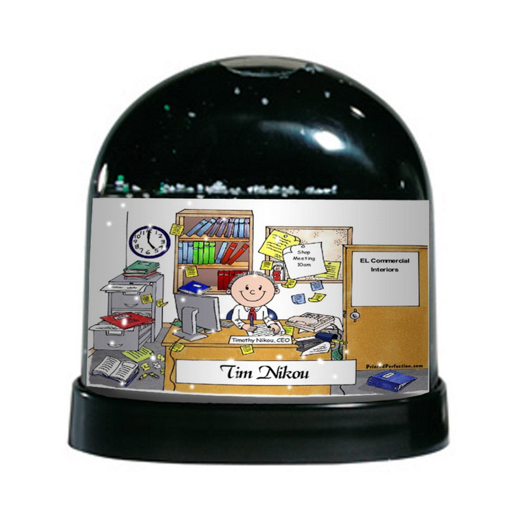 Friendly Folks Messy Office, Male Snow Globe