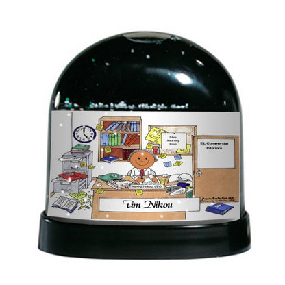 Friendly Folks Messy Office, Male Snow Globe