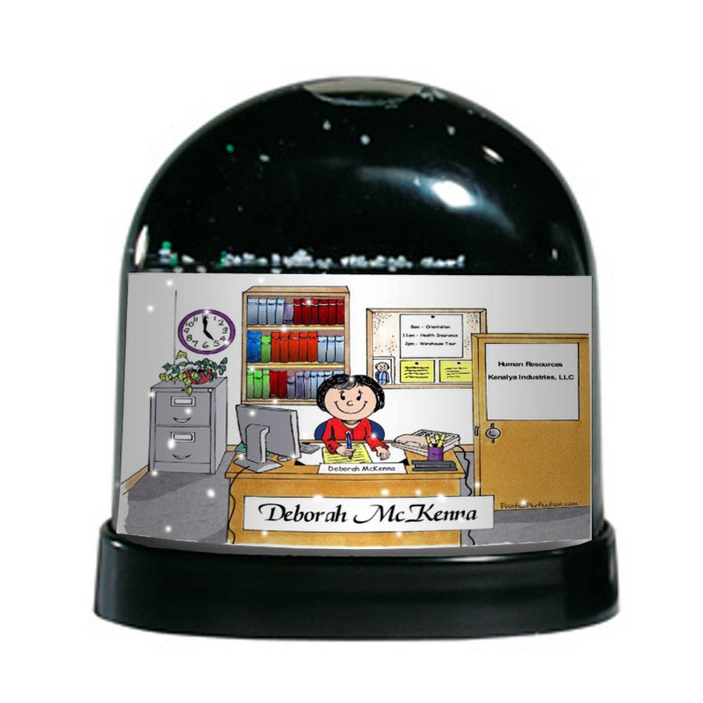 Personalized Friendly Folks Office Worker, Female Snow Globe