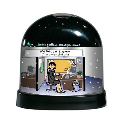 Office - Cubicle, Female - NTT - Personalized Snow Globe