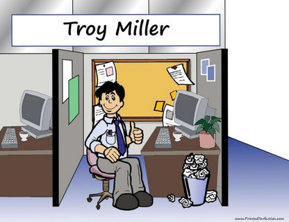 Office - Cubicle, Male - NTT - Personalized Snow Globe