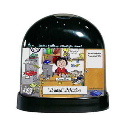 Personalized Friendly Folks Clean Office, Female Snow Globe