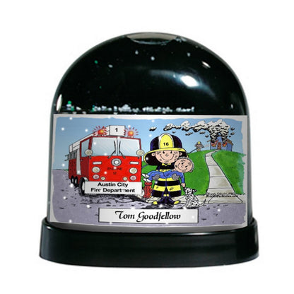 Personalized Friendly Folks Fire Fighter Snow Globe