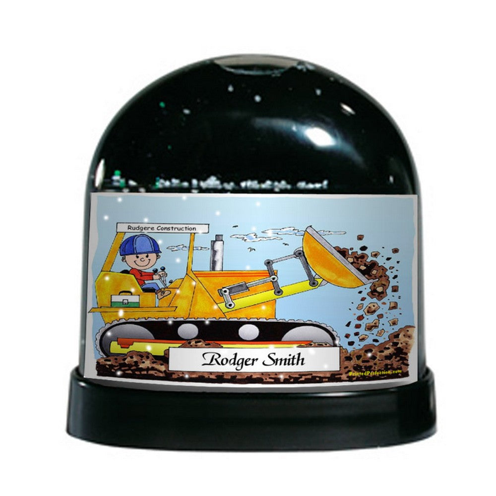 Personalized Friendly Folks Bulldozer Operator Snow Globe