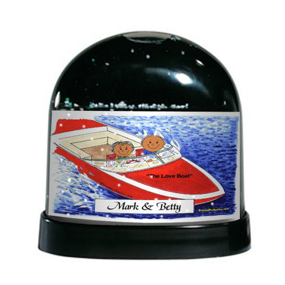 Boating, Couple - Friendly Folks Personalized Snow Globe