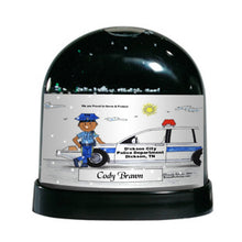 Police Officer (blue uniform), Male- Friendly Folks Personalized Snow Globe