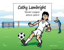 Soccer Player (white uniform), Female - NTT Personalized Snow Globe