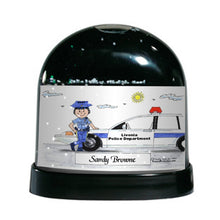Police Officer (blue uniform), Female - Friendly Folks Personalized Snow Globe