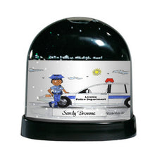 Police Officer (blue uniform), Female - Friendly Folks Personalized Snow Globe