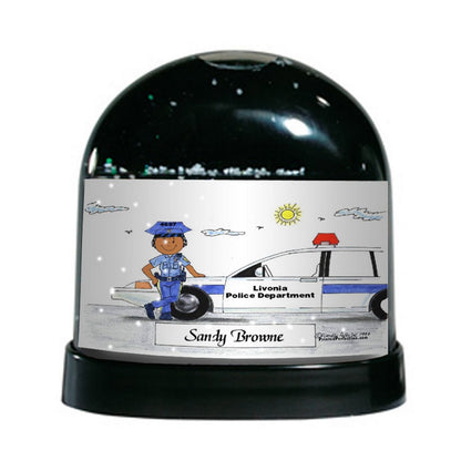 Police Officer (blue uniform), Female - Friendly Folks Personalized Snow Globe