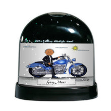 Motorcycle Lover (blue bike), Male - Friendly Folks Personalized Snow Globe