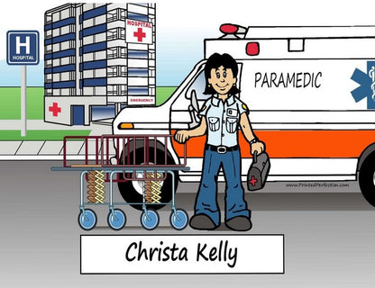 EMT, Paramedic, Ambulance, Female - NTT Personalized Snow Globe
