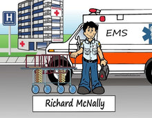 EMT, Paramedic, Ambulance, Male - NTT Personalized Snow Globe
