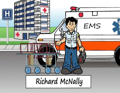 EMT, Paramedic, Ambulance, Male - NTT Personalized Snow Globe