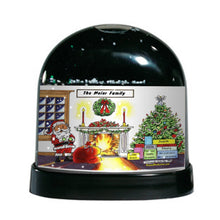 Christmas, Santa in front of Fireplace & Tree - Friendly Folks Personalized Snow Globe