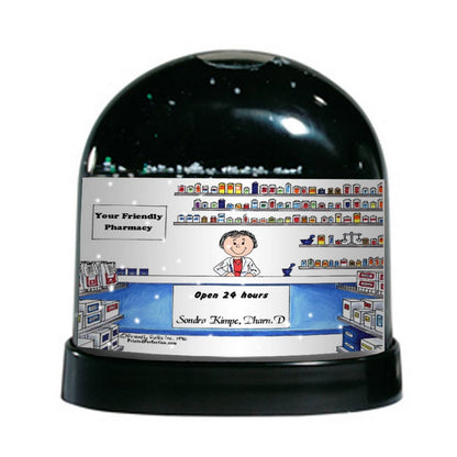 Pharmacist, Female - Friendly Folks Personalized Snow Globe