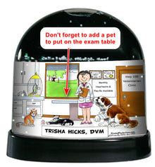 Veterinarian, Female - ADD YOUR OWN PET - Friendly Folks Personalized Snow Globe