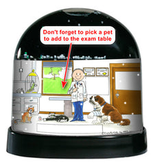 Veterinarian, Male - ADD YOUR PET - Friendly Folks Personalized Snow Globe