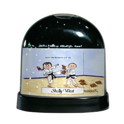 Karate, Martial Arts:  Male & Female Personalized Snow Globe