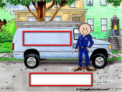 Service Van (blue), Male - Friendly Folks Personalized Snow Globe