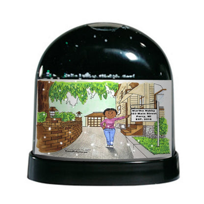 New Home, Female - Friendly Folks Personalized Snow Globe