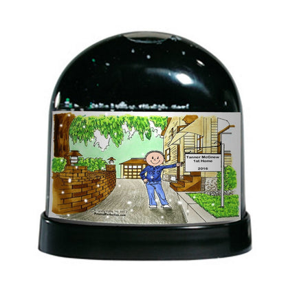New Home, Male - Friendly Folks Personalized Snow Globe