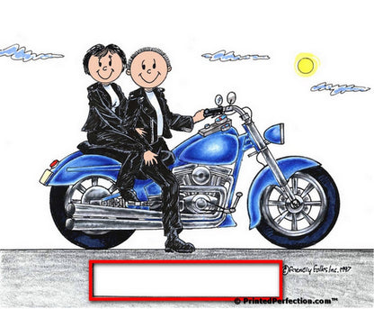 Motorcycle Lover (blue bike), Couple - Friendly Folks Personalized Snow Globe