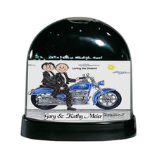 Motorcycle Lover (blue bike), Couple - Friendly Folks Personalized Snow Globe