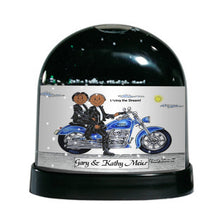 Motorcycle Lover (blue bike), Couple - Friendly Folks Personalized Snow Globe