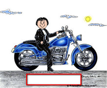 Motorcycle Lover (blue bike), Female - Friendly Folks Personalized Snow Globe