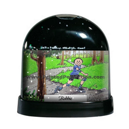 Rollerblading, Male - Friendly Folks Personalized Snow Globe