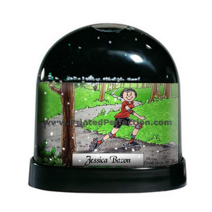 Rollerblading, Female - Friendly Folks Personalized Snow Globe