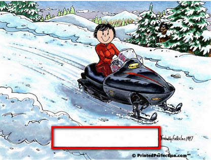 Snowmobile Rider, Female - Friendly Folks - Personalized Snow Globe