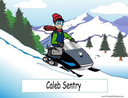 Snowmobile Rider, Male - NTT Personalized Snow Globe