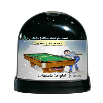 Pool Player, Billiards, Female - Friendly Folks Personalized Snow Globe