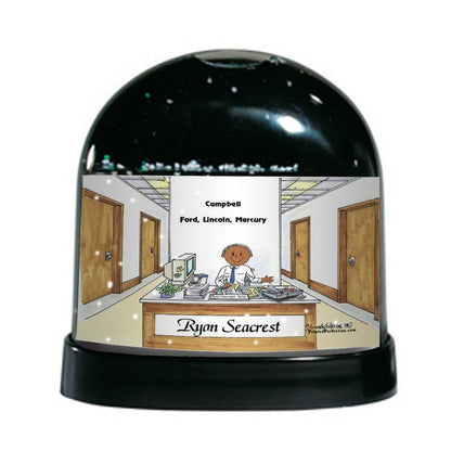 Receptionist, Administrative Assistant, Male - Friendly Folks Personalized Snow Globe