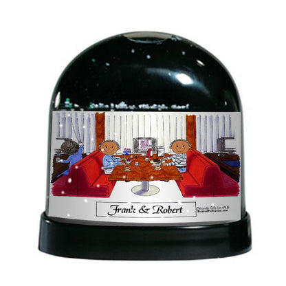 Friends, Two Males - Friendly Folks Personalized Snow Globe