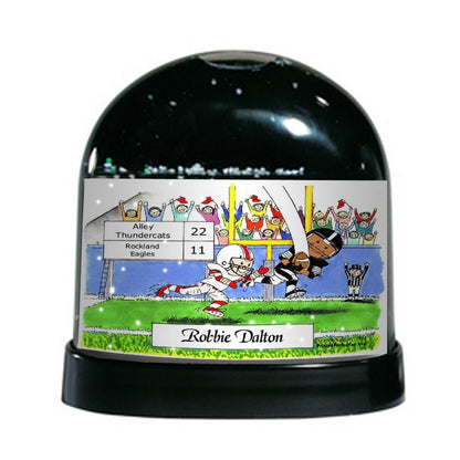 Football Player - Add your own score, Male - Friendly Folks Personalized Snow Globe