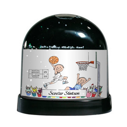 Basketball Player (white uniform), Male - Friendly Folks Personalized Snow Globe
