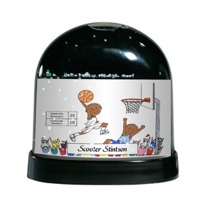 Basketball Player (white uniform), Male - Friendly Folks Personalized Snow Globe