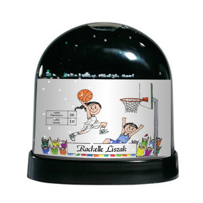 Basketball Player (white uniform), Female - Friendly Folks Personalized Snow Globe