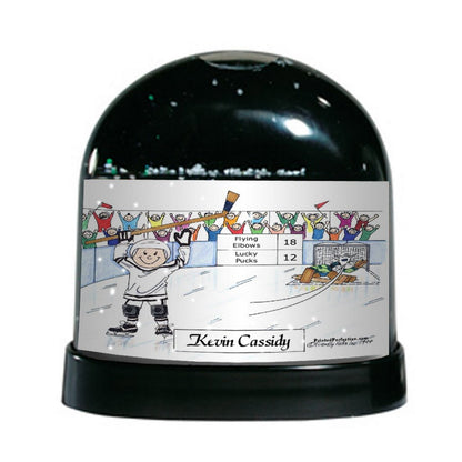 Hockey Player (white uniform), Male - Friendly Folks Personalized Snow Globe
