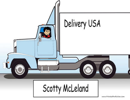 Truck Driver, 18 Wheeler, Semi Truck, Male - NTT Personalized Snow Globe