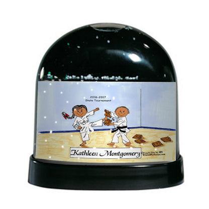 Karate, Martial Arts 2:  Male & Female - Friendly Folks Personalized Snow Globe
