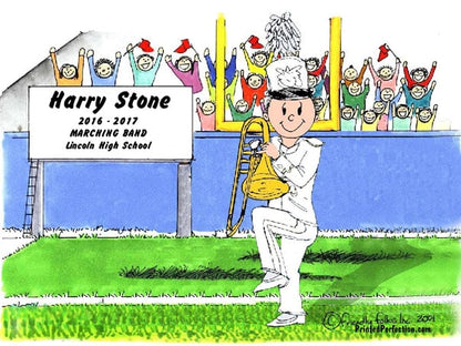 Trombone - Marching Band - White Uniform, Male - Friendly Folks image 0