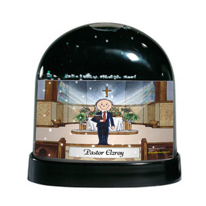 Pastor, Preacher, Minister, Male - Friendly Folks Personalized Snow Globe