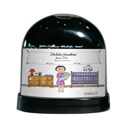 New Baby Boy, Single Mom - Friendly Folks Personalized Snow Globe