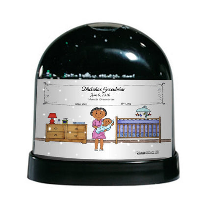 New Baby Boy, Single Mom - Friendly Folks Personalized Snow Globe