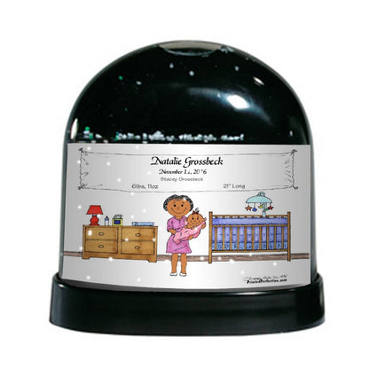 New Baby Girl, Single Mom - Friendly Folks Personalized Snow Globe