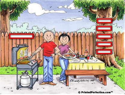 Family BBQ, 5 Signs - Friendly Folks Personalized Snow Globe
